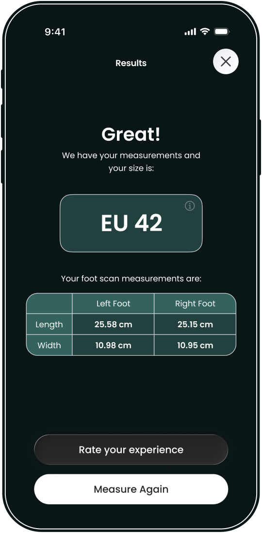 Modèle de pied Esenca 3D présentant les dimensions précises du pied pour les semelles orthopédiques et les chaussures
