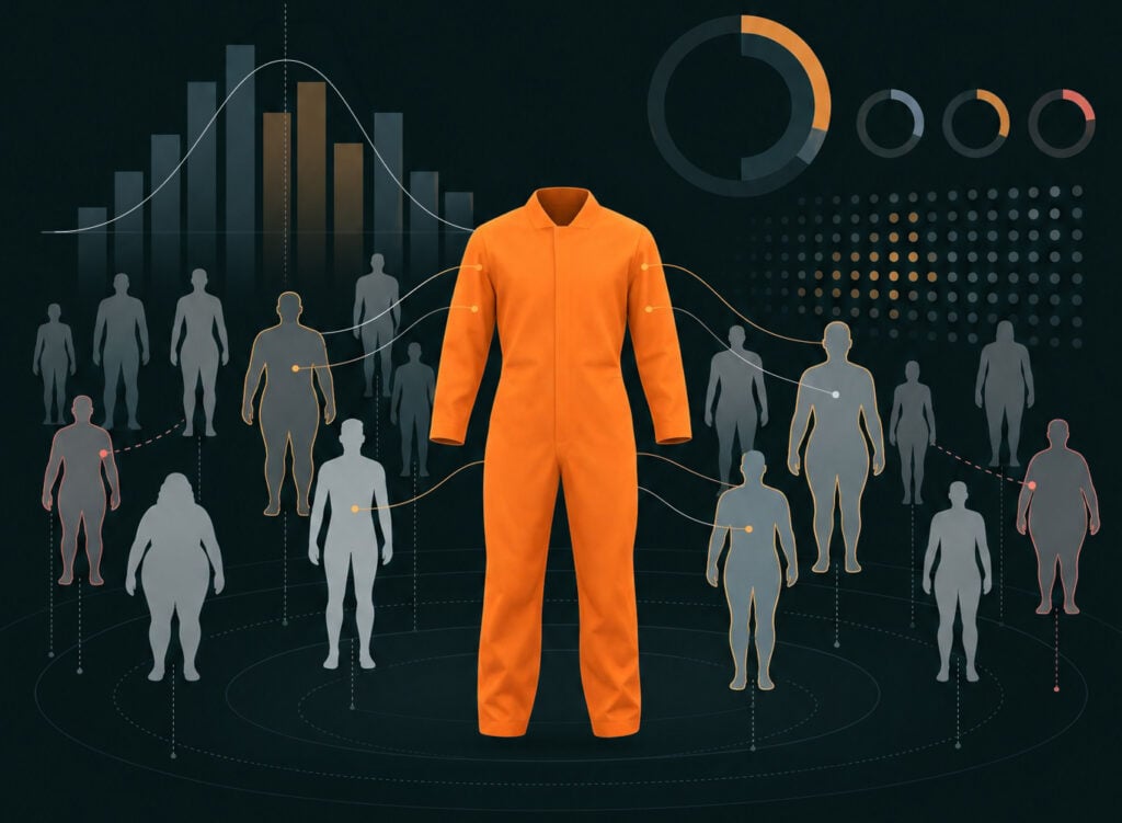 Garment Audit product coverage score and size distribution chart